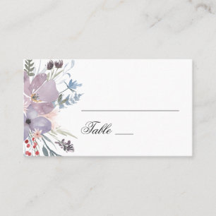 Aquarell lila Blumen. Lavendel Blumenhochzeit Platzkarte