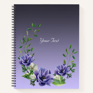 Aquarell-Lila-Blumen-Notizbuch Notizblock