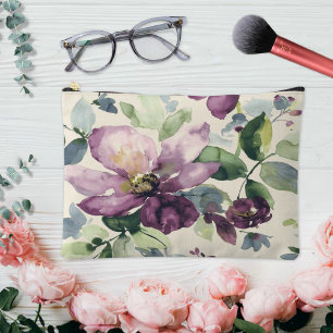 Aquarell-Lila-Blumen-Tasche Zubehörtasche