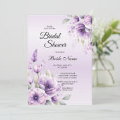 Aquarell Lila Blumendusche Einladung (Stehend Vorderseite)