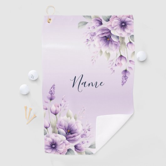 Aquarell Lila Blumenhandtuch Golfhandtuch (Insitu)