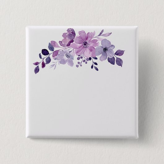 Aquarell-Lila-Blumenstrauß Button (Vorderseite)