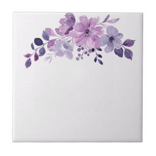 Aquarell lila Blumenstrauß Fliese