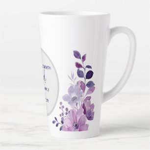 Aquarell lila Blumenstrauß Milchtasse