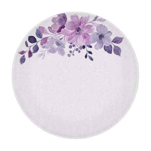 Aquarell lila Blumenstrauß Schneidebrett (Vorderseite)