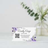 Aquarell lila Blütenhochzeit uAwg qr-Code Begleitkarte (Stehend Vorderseite)