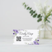 Aquarell lila Blütenhochzeit uAwg qr-Code Begleitkarte (Stehend Vorderseite)