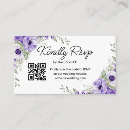 Aquarell lila Blütenhochzeit uAwg qr-Code Begleitkarte