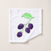 Aquarell Lila Brombeere Botanisch Badhandtuch Set (Waschlappen)