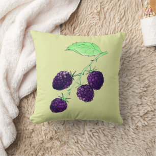 Aquarell Lila Brombeere Botanisch Kissen