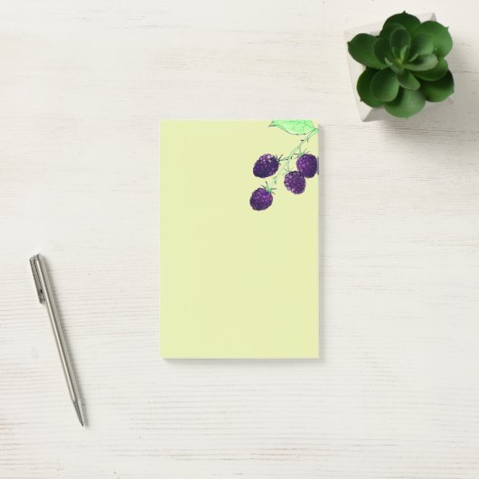 Aquarell Lila Brombeere Botanisch Post-it Klebezettel (Büro)