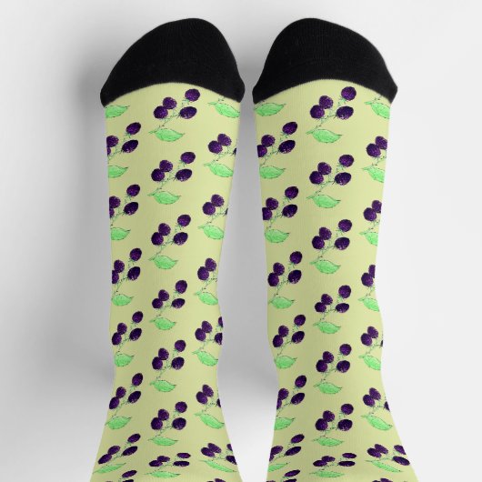 Aquarell Lila Brombeere Botanisch Socken (Oben)