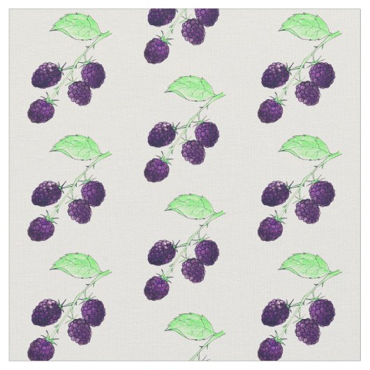 Aquarell Lila Brombeere Botanisch Stoff (Nahaufnahme)