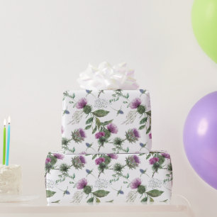Aquarell-Lila-Distel-Botanikmuster Geschenkpapier