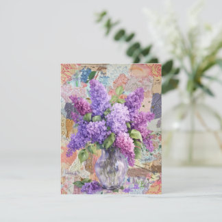 Aquarell-Lila Flieder in Vasen-Grußkarte Dankeskarte
