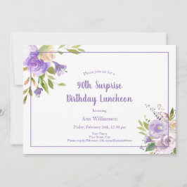 Aquarell Lila Flora 90. Überraschung Geburtstag Einladung