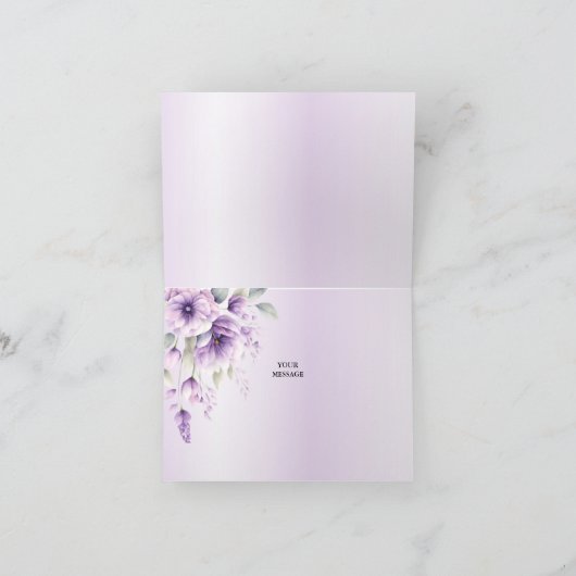 Aquarell Lila Flora Dankeschön Karte (Innenseite)