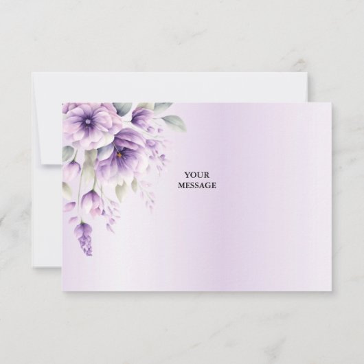 Aquarell Lila Flora Dankeschön Karte (Rückseite)