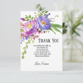 Aquarell lila floral, danke Karte (Stehend Vorderseite)