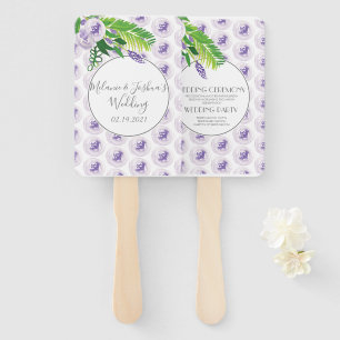 Aquarell-Lila-Floral-Pfingstrose-Wedding-Rund Fächer