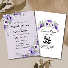 Aquarell lila floral qr Code uAwg Hochzeitsschick Einladung