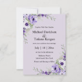 Aquarell lila floral qr Code uAwg Hochzeitsschick Einladung (Vorderseite)