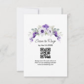 Aquarell lila floral qr Code uAwg Hochzeitsschick Einladung (Rückseite)
