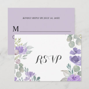 Aquarell Lila Florale Eukalyptus Hochzeit RSVP Karte