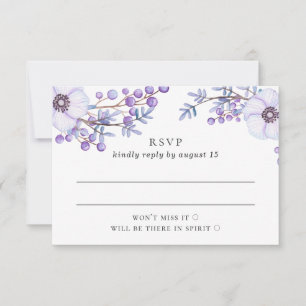 Aquarell lila florale Hochzeit. Flieder botanisch RSVP Karte