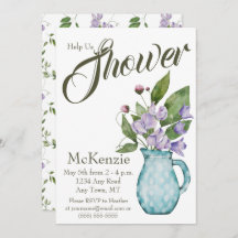 Aquarell Lila florale Platterbsen Kinderdusche