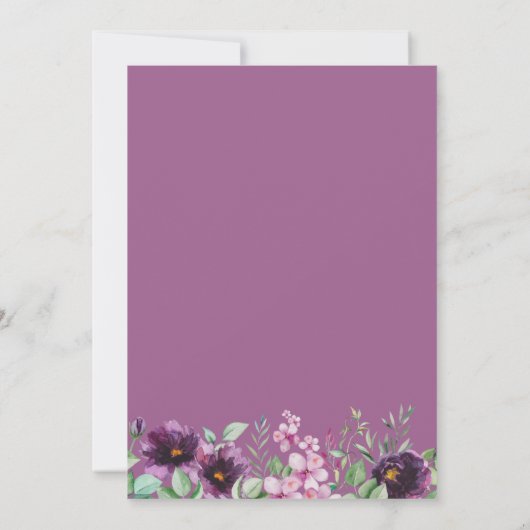 Aquarell Lila Florals Hochzeitsfeier Save The Date (Rückseite)