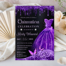 Aquarell Lila Glitzer Kleid Quinceanera