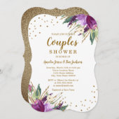 Aquarell Lila Gold Blume Paare Dusche Einladung (Vorne/Hinten)