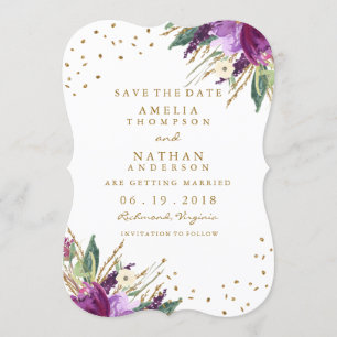 Aquarell Lila Goldene Blume Save The Date