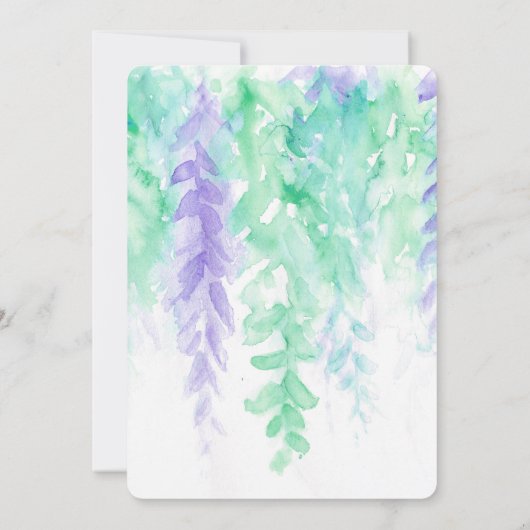 Aquarell lila grüner Abend Empfang Einladung (Rückseite)