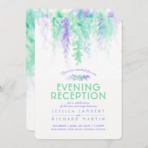 Aquarell lila grüner Abend Empfang Einladung