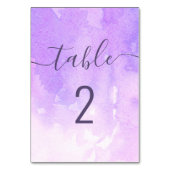 Aquarell lila Hochzeit. Lila einfache Schrift Tischnummer (Rückseite)