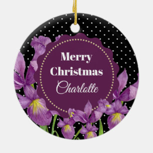 Aquarell Lila Iris Botanische Punkte Keramik Ornament