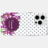Aquarell Lila Iris Schwarz-weiß Polka Dots Case-Mate iPhone Hülle (Rückseite (Horizontal))