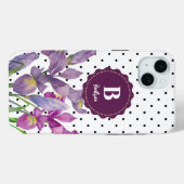Aquarell Lila Iris Schwarz-weiß Polka Dots Case-Mate iPhone Hülle (Rückseite (Horizontal))