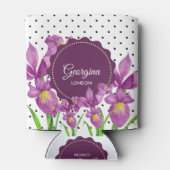 Aquarell Lila Iris Schwarz-weiß Polka Dots Dosenkühler (Rückseite)