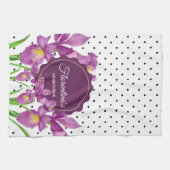 Aquarell Lila Iris Schwarz-weiß Polka Dots Geschirrtuch (Horizontal)