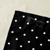 Aquarell Lila Iris Schwarz-weiß Polka Dots Strandtuch (Beispiel)