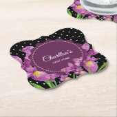 Aquarell Lila Iris Schwarz-weiß Polka Dots Untersetzer (angewinkelt)