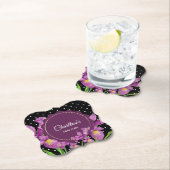 Aquarell Lila Iris Schwarz-weiß Polka Dots Untersetzer (Vor Ort)