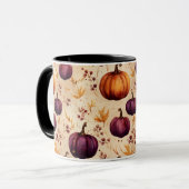 Aquarell Lila Kürbisse Herbsternte Tasse (Vorderseite Links)