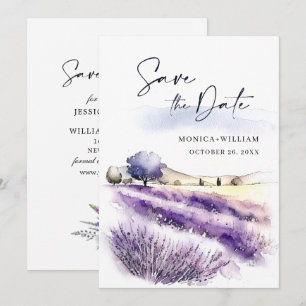 Aquarell Lila Lavendel Blumen Feld Hochzeit Save The Date
