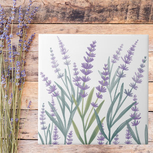Aquarell-Lila-Lavendel-Blumenmuster Fliese