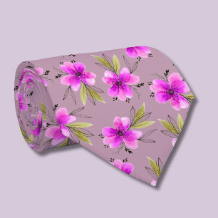 Aquarell-Lila-Lilien-Blumen-Halsband in staubigem Krawatte