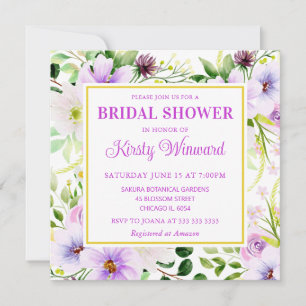 Aquarell-Lila-magische-Blumen-Braut-Shower Einladung